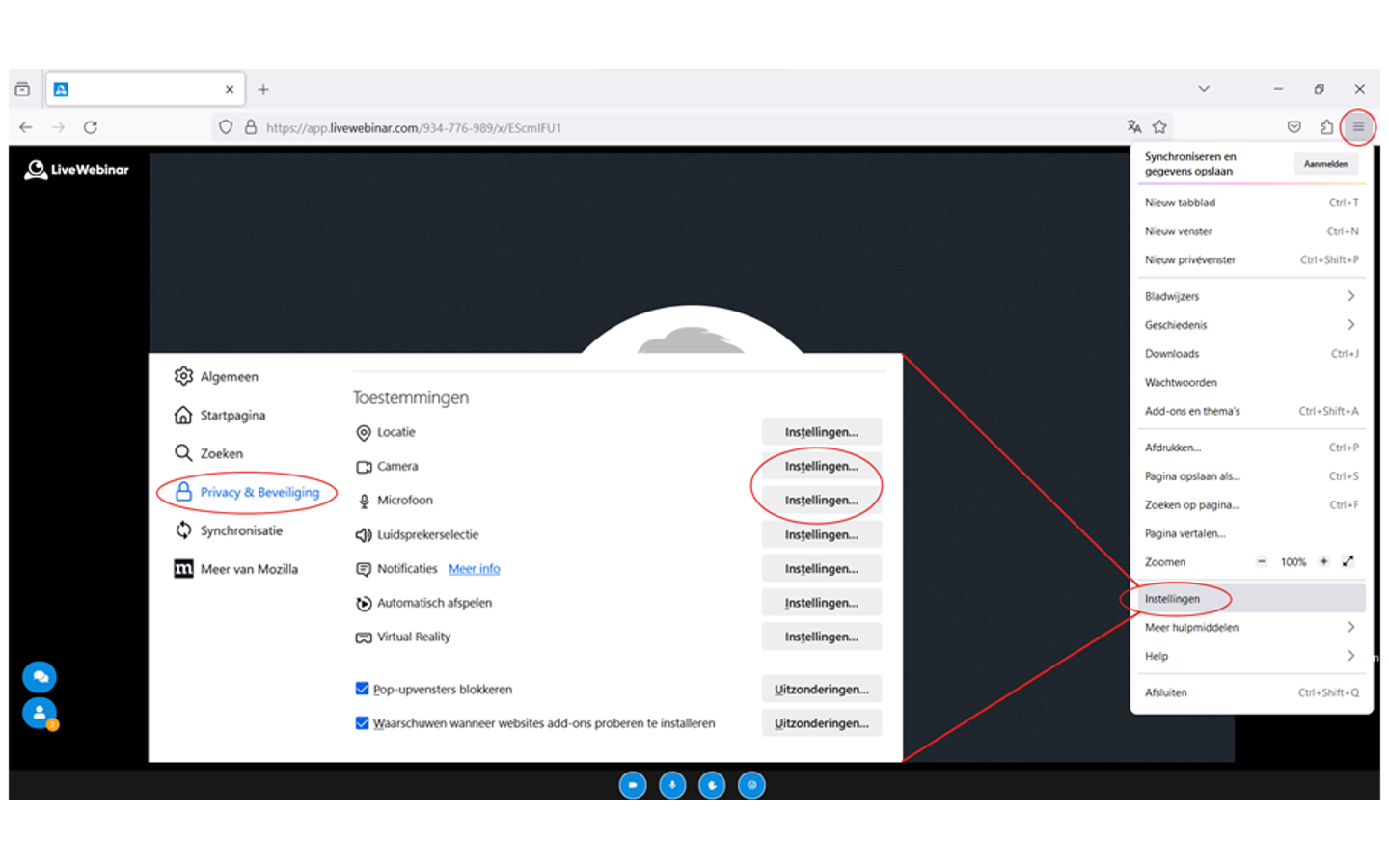 Werkcollege Livewebinar Uitleg Camera Toegang Firefox